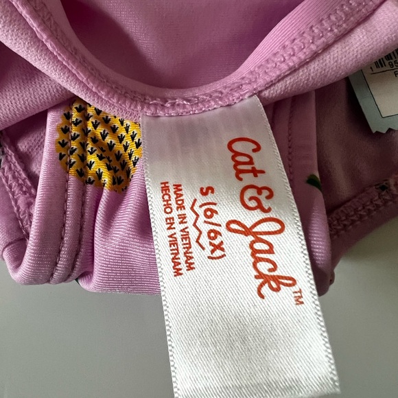 NWT Cat & Jack (Target) purple “Aloha” two-piece swimsuit in girls’ size 6/6X - Picture 5 of 6